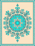 Turquoise Floral Medallion Border Rug