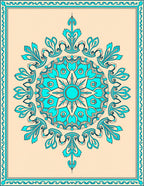 Turquoise Floral Medallion Border Rug