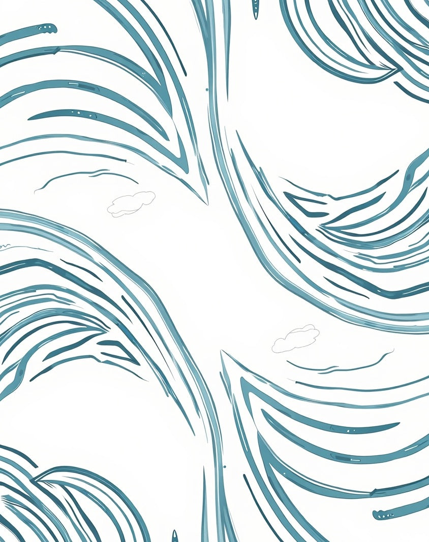 Deep Teal Brushstroke Flow Rug