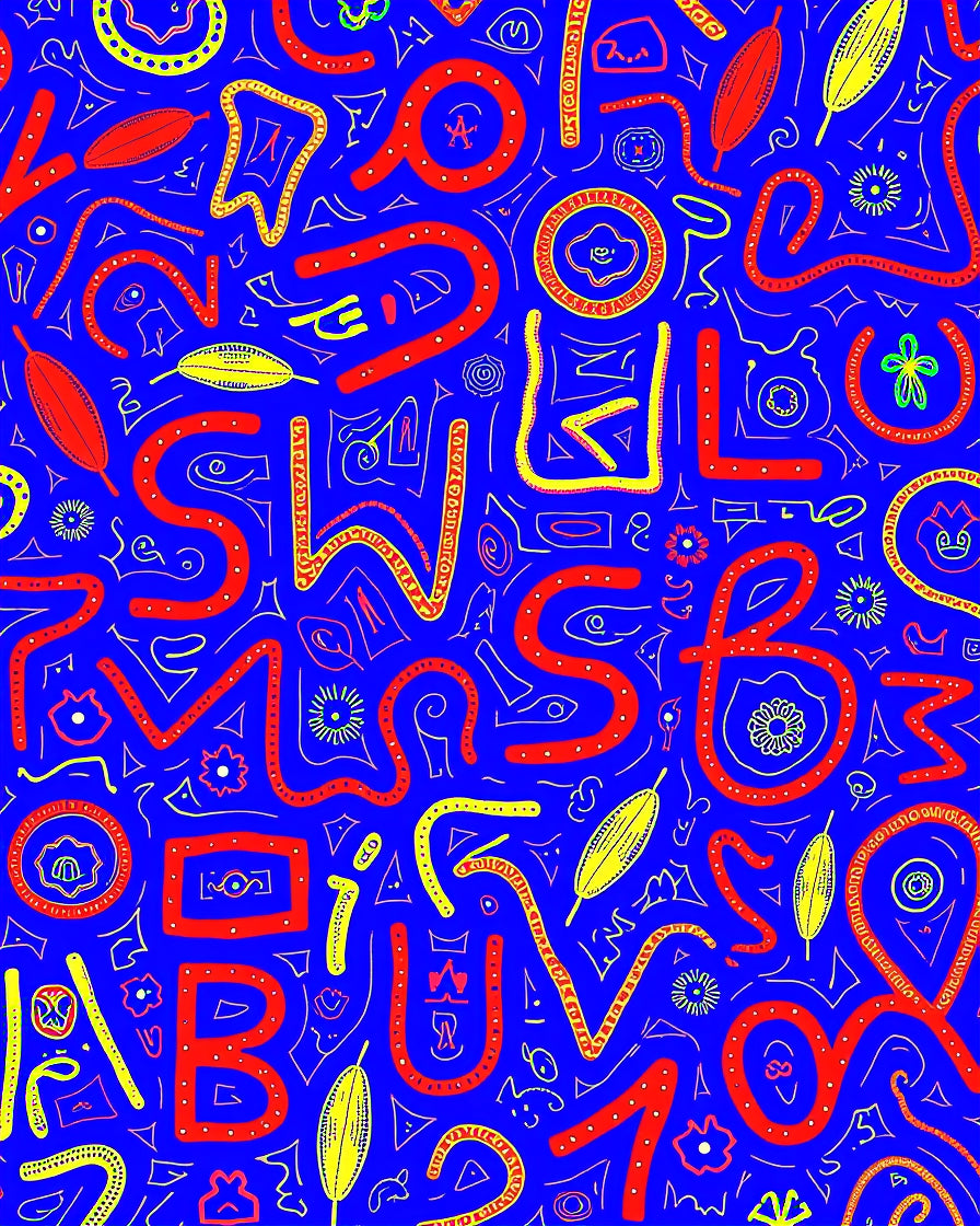 Vibrant Crimson Yellow Whimsical Alphabet Rug