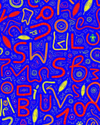 Vibrant Crimson Yellow Whimsical Alphabet Rug