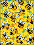 Whimsical yellow bees and flowers Rug