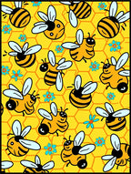 Whimsical yellow bees and flowers Rug