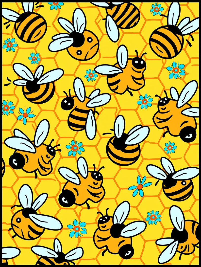 Whimsical yellow bees and flowers Rug