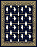 Navy Gold Penguin Border Rug