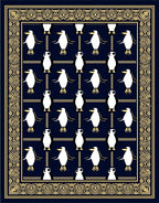 Navy Gold Penguin Border Rug