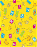 Yellow Alphabet Hand Rectangles Rug