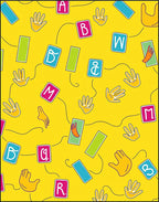 Yellow Alphabet Hand Rectangles Rug