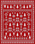 Rustic Red Winter Forest Snowflakes Rug