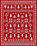 Rustic Red Winter Forest Snowflakes Rug