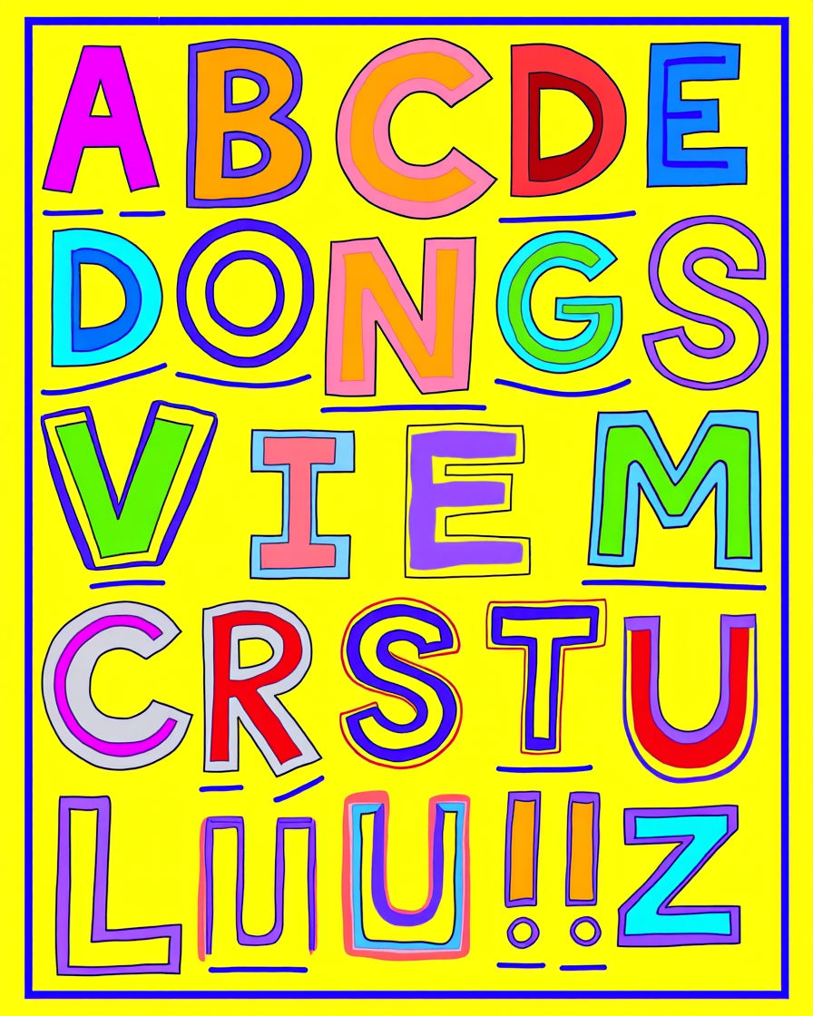 Bold Alphabet In Bright Colors Rug
