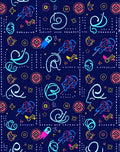 Funky Pink Blue Neon Geometric Collage Rug