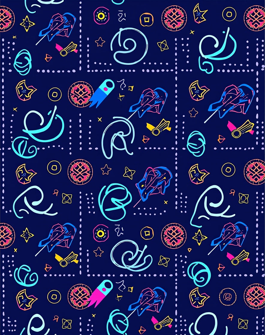 Funky Pink Blue Neon Geometric Collage Rug