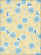 Golden Blue Abstraction Letter Mosaic Rug