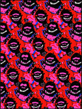 Grinning Skull Black Pink Red Repeat Rug