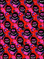 Grinning Skull Black Pink Red Repeat Rug