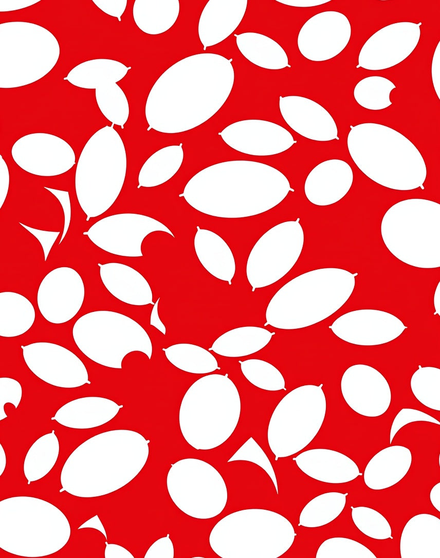 Crimson White Abstract Balloon Cluster Rug