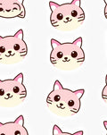 Cute Pink Kitten Faces Repeating Pattern Rug