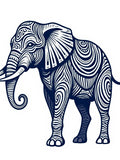 Navy Blue Tribal Elephant Swirl Art Rug