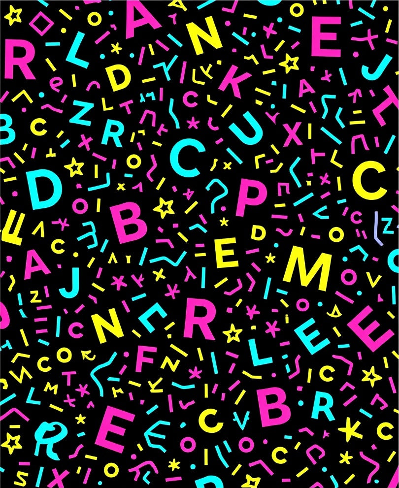Retro Alphabet Confetti Graphic Rug