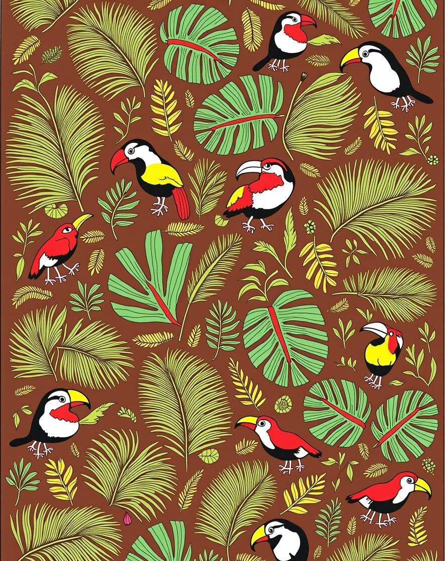 Tropical Toucan Leaf Jungle Rug