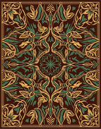 Art Nouveau Golden Green Floral Rug