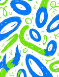 Playful Blue Green Oval Swirls Rug
