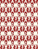 Crimson Iconography Repeating Square Rug