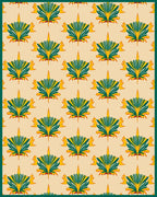 Green Yellow Palm Leaf Medallion Rug