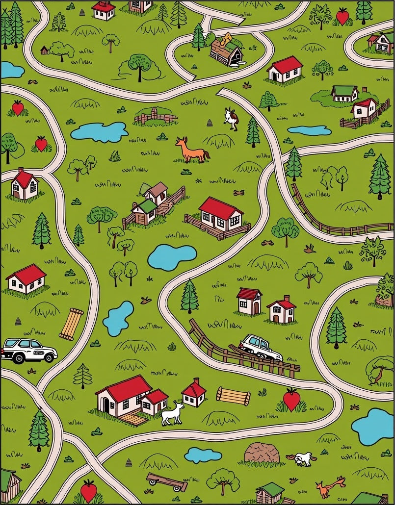 Country Road Green Village Playmat Rug