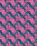 Bold Teal Flowing Wave PinkRug Rug
