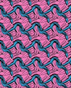 Bold Teal Flowing Wave PinkRug Rug