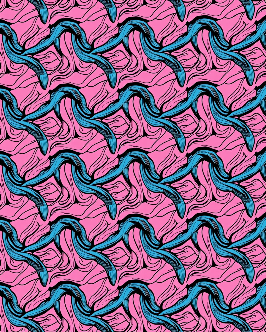 Bold Teal Flowing Wave PinkRug Rug