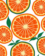 Vibrant Orange Citrus Slice Foliage Rug