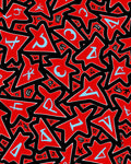 Bold Red Abstract Star Alphabet Rug