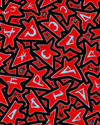 Bold Red Abstract Star Alphabet Rug
