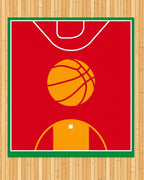 Red Court Graphic Orange Basketball Rug
