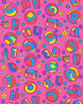 Vibrant Groovy Flower Butterfly Alphabet Rug