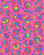 Vibrant Groovy Flower Butterfly Alphabet Rug