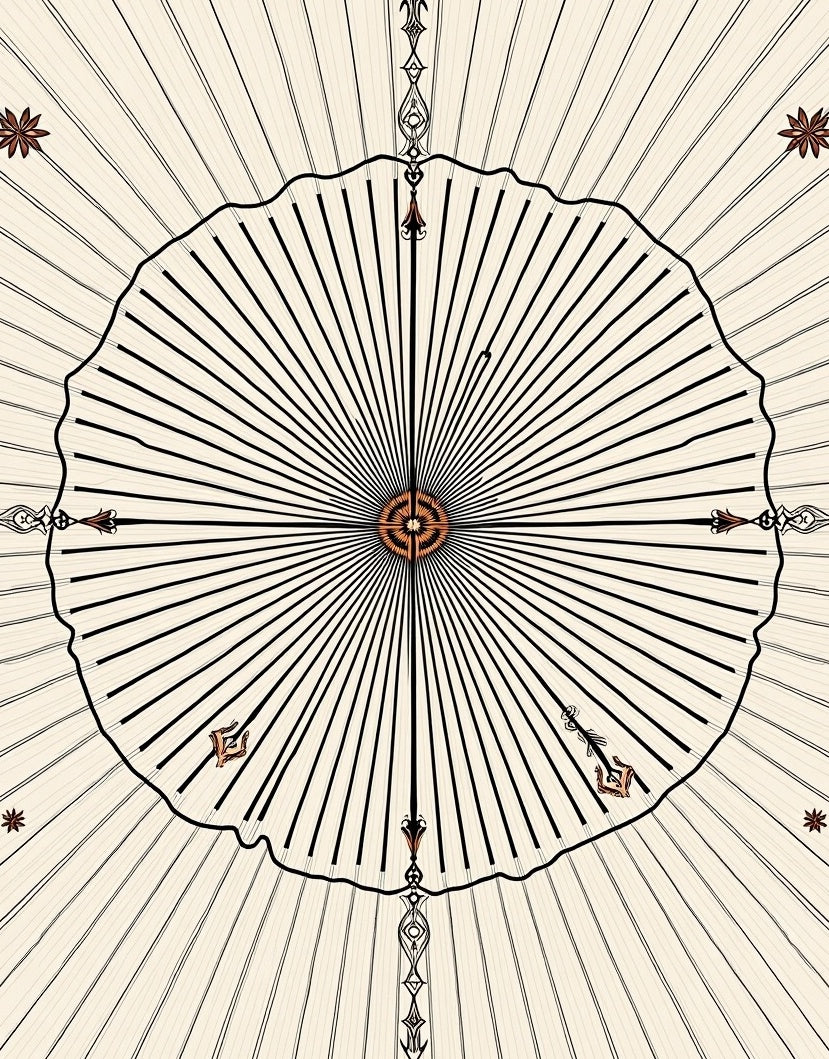 Sunburst Black Line Mandala Rug