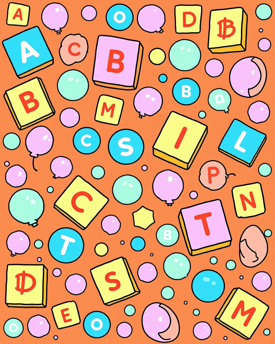 Whimsical Alphabet Bubble Play Arrangement Rug