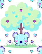 Whimsical Blue Koala Heart Tree Rug