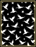 Black White Flying Birds Stars Border Rug