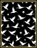Black White Flying Birds Stars Border Rug
