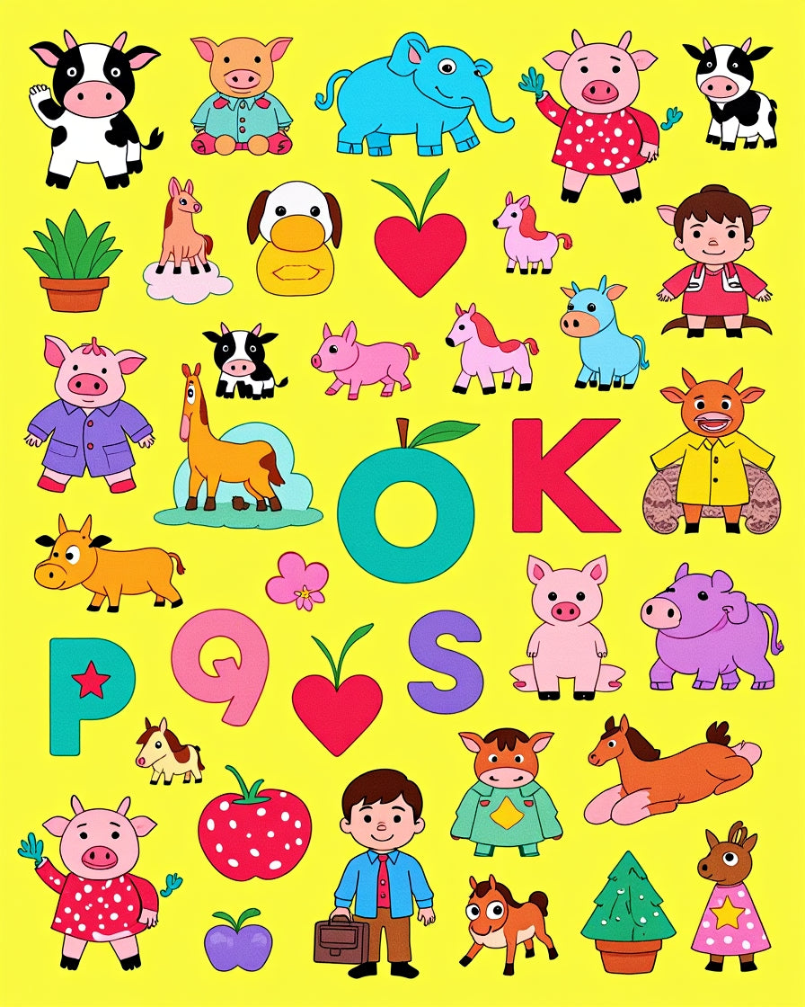 Playful Farm Animals Alphabet Collection Rug