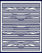 Navy White Abstract Wavy Stripe Rug