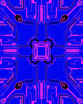 Electric Blue Pink Circuit Board Rug
