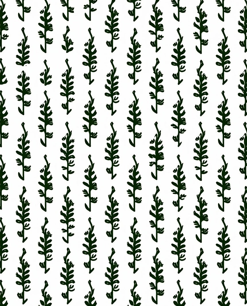 Dark Green Botanical Stem Repeat Rug