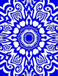Bold Blue White Radial Mandala Rug