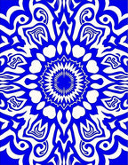 Bold Blue White Radial Mandala Rug